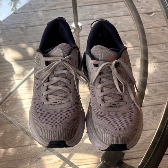 Hoka Bondi 7 Gray/peach/navy Athletic Shoes - Picture 3 of 11